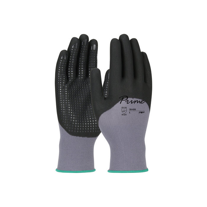 PIP 38-635/L Large Prime 15 Gauge Nitrile Coated Foam Nylon Work Gloves with Microdot Palms and Fingers