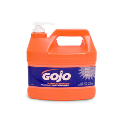 GOJO 0955-04 Natural Orange Pumice Hand Cleaner: (1) Gallon Pump Dispenser Plastic Bottle
