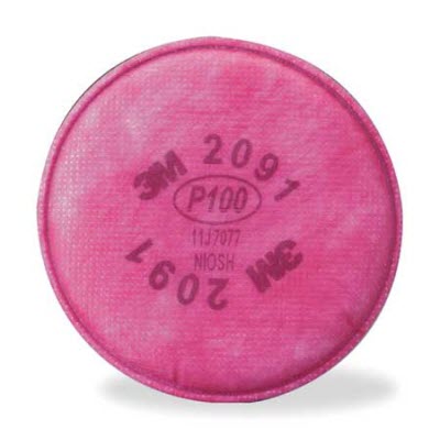 3M 2091 Magenta P100 Particulate Filter Discs: Package of 2 Filters