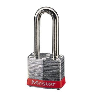 Master Lock 3LFRED Laminated No. 3LF Red Bumper Steel Body Safety Padlock: 1 1/2" Shackle