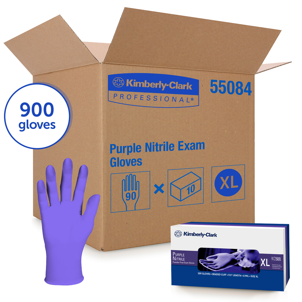 Kimberly-Clark Professional 55084 Kimberly-Clark X-Large Purple 9.5\" Nitrile* Ambidextrous Powder-Free Disposable Gloves