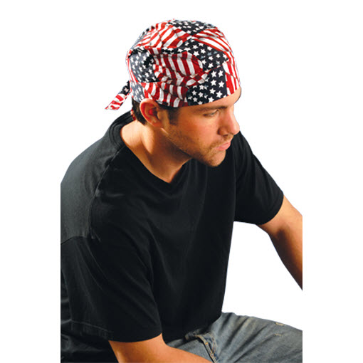 Occunomix TN6-WAV OccuNomix One Size Fits All Wavy Flag Tuff Nougies Deluxe Tie Hat (Doo Rag) With Elastic Rear Band