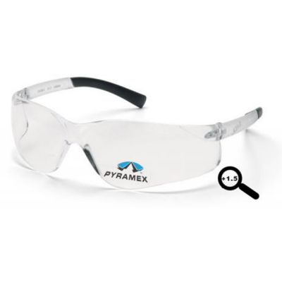 Pyramex S2510R15 Ztek Readers Safety Glasses: Clear+1.5 Diopter Lens Wraparound Frame