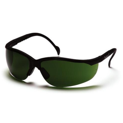 Pyramex SB1860SF Venture II Safety Glasses: Welding 3.0 Shade Green Lenses Black Frame