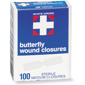 Swift First Aid 011975 WHITE CROSS Medium Butterfly Closures