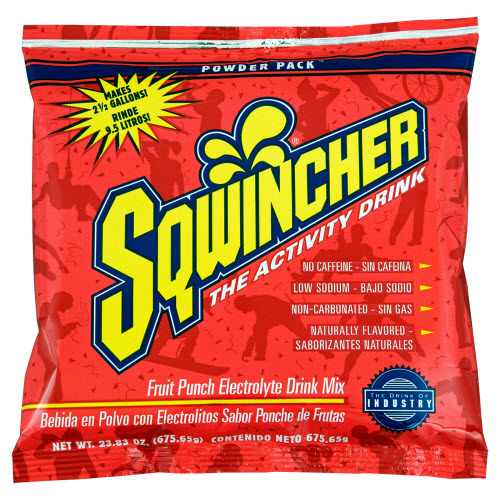 SQWINCHER 016042FP Case of 32 Fruit Punch 2 1/2 Gallon Yield Dry Mix Powder Packs