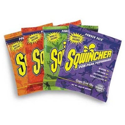 SQWINCHER 016044AS Case of 32 Assorted Flavors 2 1/2 Gallon Yield Dry Mix Powder Packs