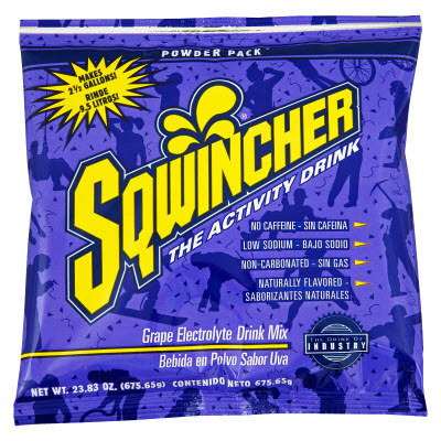 SQWINCHER 016046GR Case of 32 Grape 2 1/2 Gallon Yield Dry Mix Powder Packs