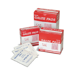 Swift First Aid 067444 12-Ply 4\" x 4\" Sterile White Cotton Gauze Pads
