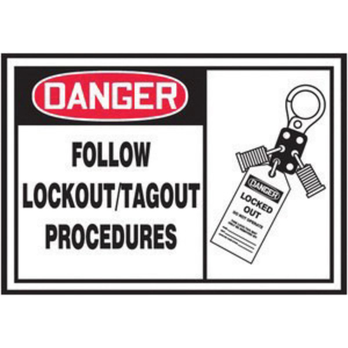 ACCUFORM LLKT003VSP DANGER FOLLOW LOCKOUT/TAGOUT PROCEDURES Lockout Graphic Adhesive Vinyl Lockout/Tagout Labels: Package of 5