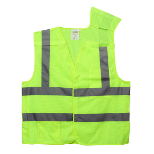 Cordova VB231P Class II Lime Safety Vest: 2\" Silver Reflective Stripes