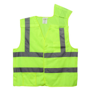 Cordova VB231P Class II Lime Safety Vest: 2" Silver Reflective Stripes