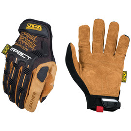 Mechanix Wear LMP-75-009 Size 9 Tan and Brown Leather M-Pact® Leather Full Finger Anti-Vibration Gloves: Hook and Loop Cuffs