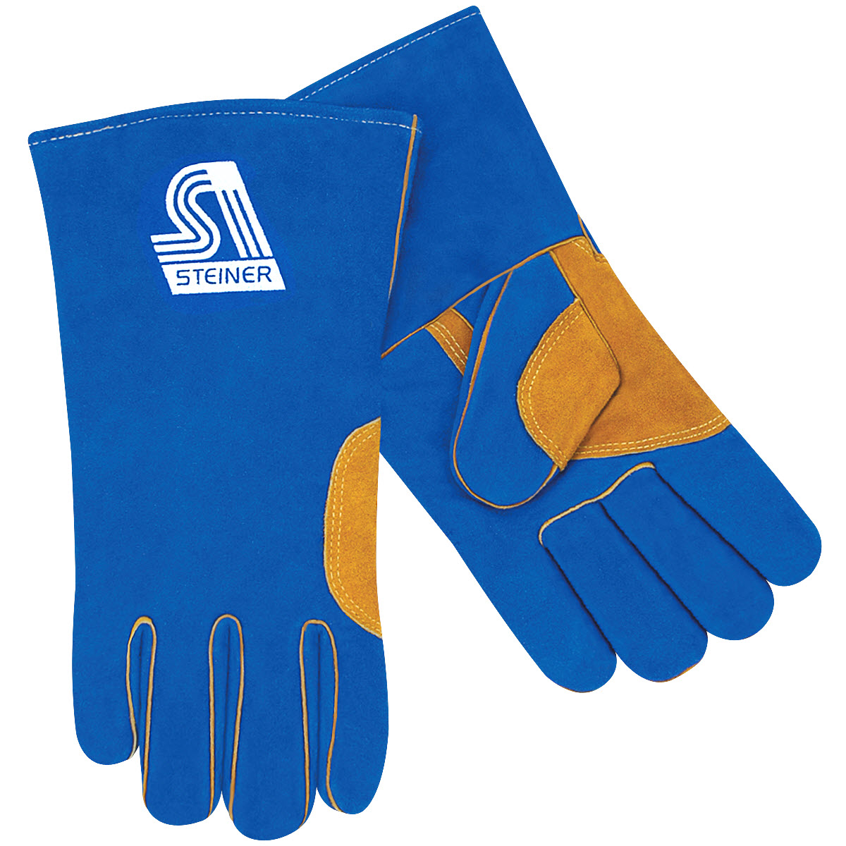 Steiner Industries 025NT-L Large Natural Thumb Premium Side Split Cowhide Stick Welding Gloves Heat Resistor Triple Layer Lined