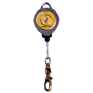MSA 506202 Dyna-Lock 30' 3/16" Galvanized Stainless Steel Cable Retractable Lifeline: Snap Hook