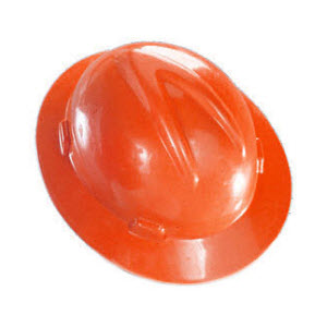 MSA 10021292 V-Gard Hi-Viz Orange HDPE Fas-Trac 4-Point Ratcheting Suspension Full Brim Hardhat