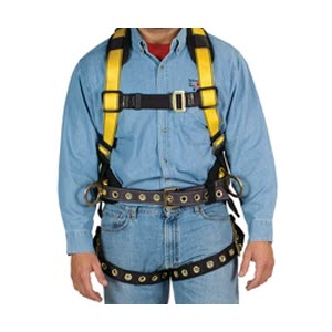 MSA 10077571 Workman Universal Yellow Full Body Construction Harness: 3 D-Rings