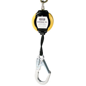 MSA 10093351 Workman 11' Web Personal Fall Limiter: AL64 Rebar Snap Hook