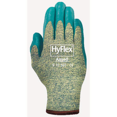 Ansell 11-501 HyFlex Teal Green Nitrile Coated Foam Stretch Kevlar CR+ Gloves