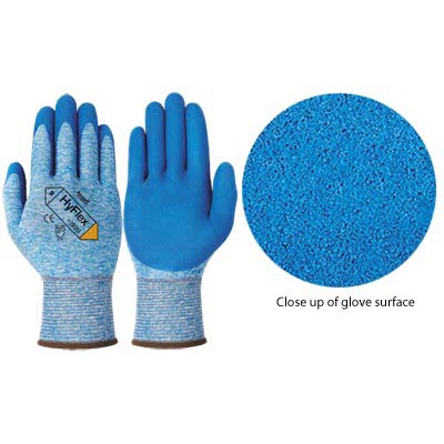Ansell 11-920 HyFlex Blue GripTech Coated Oil-Repellent Dip Nylon Knit Gloves: Knit Wrists