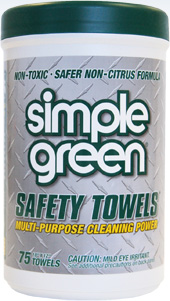 Simple Green 13351 Simple Green Disposable Multi-Purpose Cleaning Scrubs Safety Towels: 75 Towel Plastic Dispenser Canister