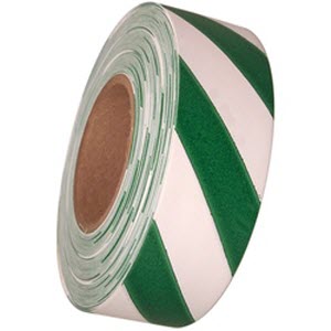 Mutual Industries 16002-239-1875 1 3/16\" \"ULTRA\" Green and White Striped Safety Flagging Survey Tape