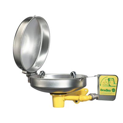 Bradley S19-220DC Stainless Bowl with Hinged Dust Cover Wall-Mount Eyewash