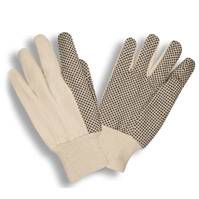 Cordova 2608 8 oz. Cotton Canvas Gloves with PVC Dots: Knit Wrists