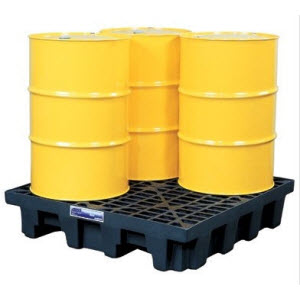 JUSTRITE 28637 4-Drum Square EcoPolyBlend Spill Control Pallet: Drain