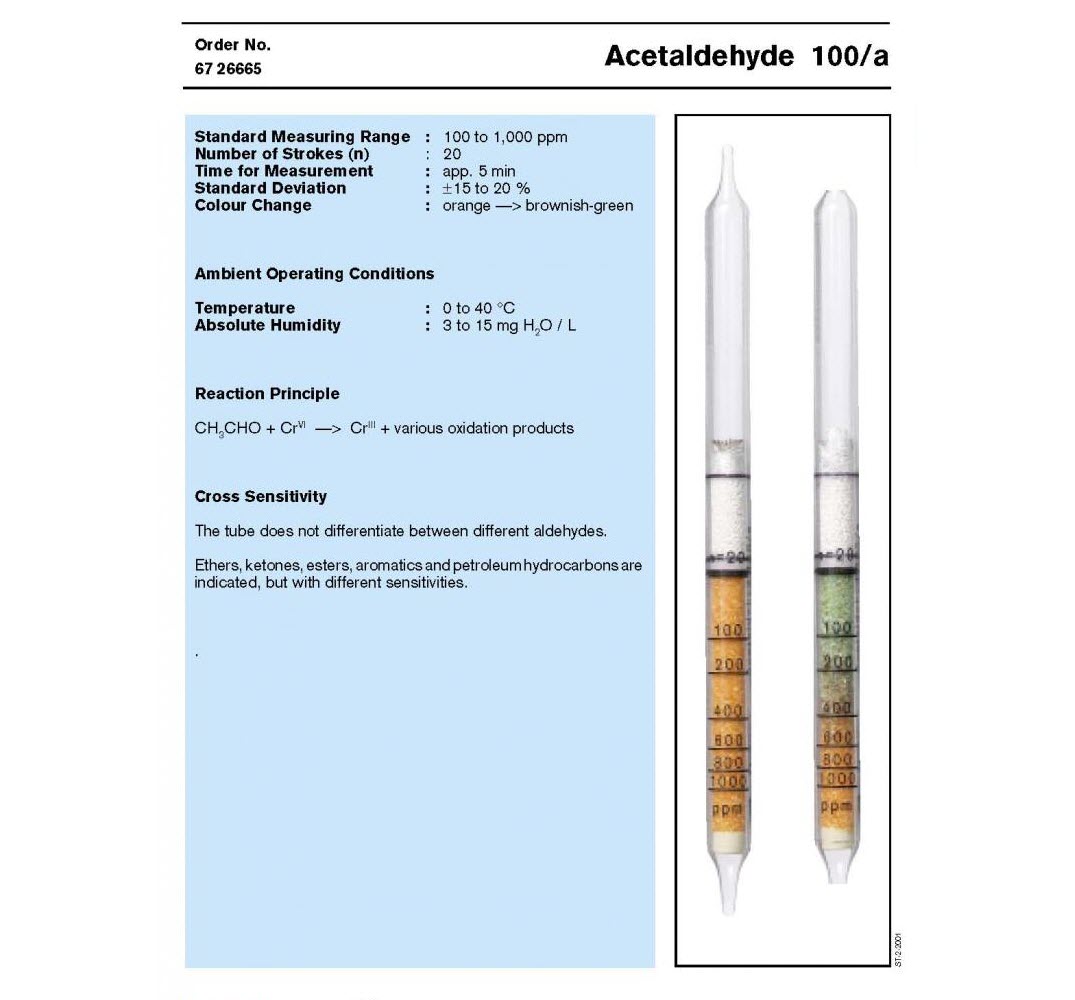 Draeger Tubes 6726665 Acetaldehyde 100/a 100 - 1,000 ppm