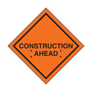 Cortina 07-800-4003 48" Non-Reflective CONSTRUCTION AHEAD Mesh Roll-Up Sign