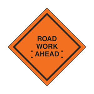 Cortina 07-800-4007 48\" Non-Reflective ROAD WORK AHEAD Mesh Roll-Up Sign
