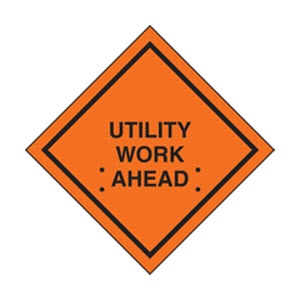 Cortina 07-800-4010 48\" Non-Reflective UTILITY WORK AHEAD Mesh Roll-Up Sign
