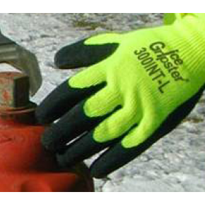 Global Glove 300INT Ice Gripster Extra Etched Black Acrylic Dipped Safety Neon Yellow Terrycloth Gloves: Dozen