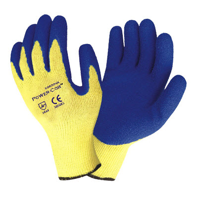 Cordova 3050 Power-Cor 10 Gauge Crinkle Finish Blue Latex Coated Kevlar Gloves