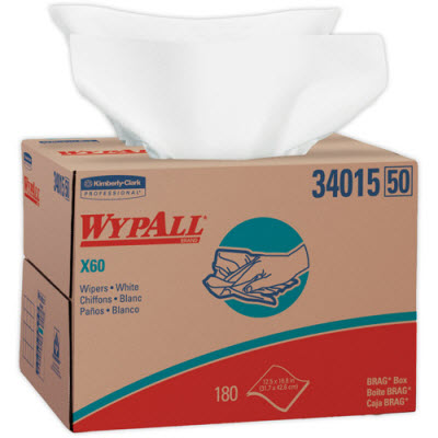 Kimberly-Clark 34015 WYPALL White * 60 Wipers in a BRAG* Box: 180 Towels
