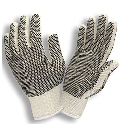 Cordova 3851 7 Gauge Economy Polyester/Cotton Blend String Knit Gloves with PVC Dots: Knit Wrists