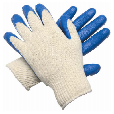 Cordova 3893 10 Gauge Blue Coated Latex Dip String Knit Gloves: Knit Wrists