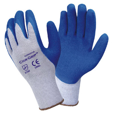 Cordova 3896 Cor-Grip 13 Gauge Premium Blue Coated Latex Dip String Knit Gloves: Knit Wrists