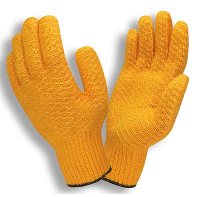 10 x Yellow Gripper Gloves Criss-Cross Rubber Coat Construction & General Use