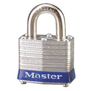 Master Lock 3BLU Laminated No. 3 Blue Bumper Steel Body Safety Padlock: 3/4" Shackle