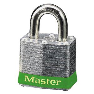Master Lock 3GRN Laminated No. 3 Green Bumper Steel Body Safety Padlock: 3/4\" Shackle