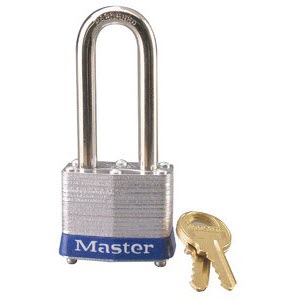 Master Lock 3LHBLU Laminated No. 3LH Blue Bumper Steel Body Safety Padlock: 2\" Shackle