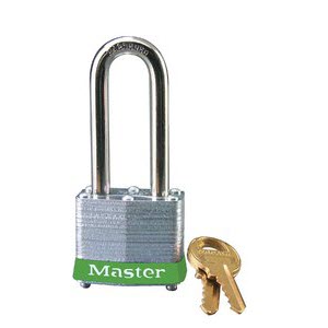Master Lock 3LHGRN Laminated No. 3LH Green Bumper Steel Body Safety Padlock: 2\" Shackle