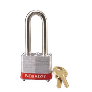 Master Lock 3LHRED Laminated No. 3LH Red Bumper Steel Body Safety Padlock: 2\" Shackle