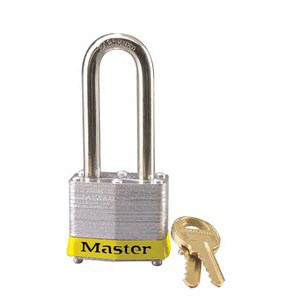 Master Lock 3LHYLW Laminated No. 3LH Yellow Bumper Steel Body Safety Padlock: 2\" Shackle