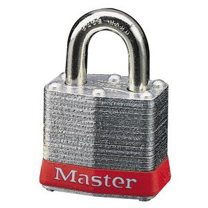 Master Lock 3RED Laminated No. 3 Red Bumper Steel Body Safety Padlock: 3/4" Shackle