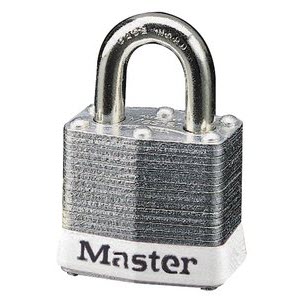 Master Lock 3WHT Laminated No. 3 White Bumper Steel Body Safety Padlock: 3/4" Shackle
