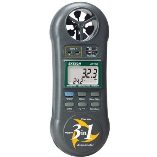 EXTECH 45160 Hygro 3-in-1 Pocket-Sized Thermometer Anemometer