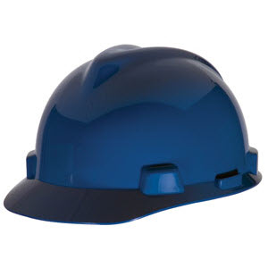 MSA 475359 V-Gard Blue HDPE Fas-Trac 4-Point Ratcheting Suspension Cap Style Hardhat